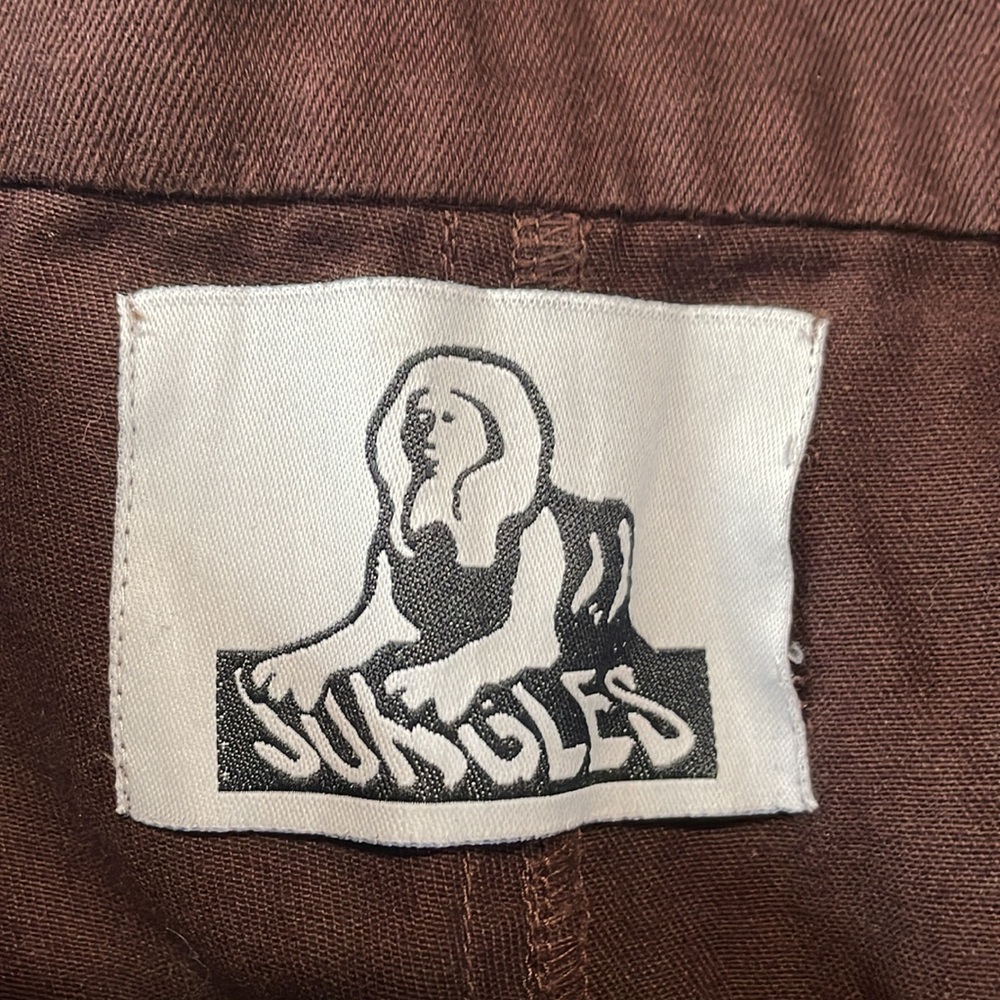 Jungles Jungles Mens Sz 30 Grazie Cotton Pants Brown Embroidered Relaxed - Picture 7 of 13